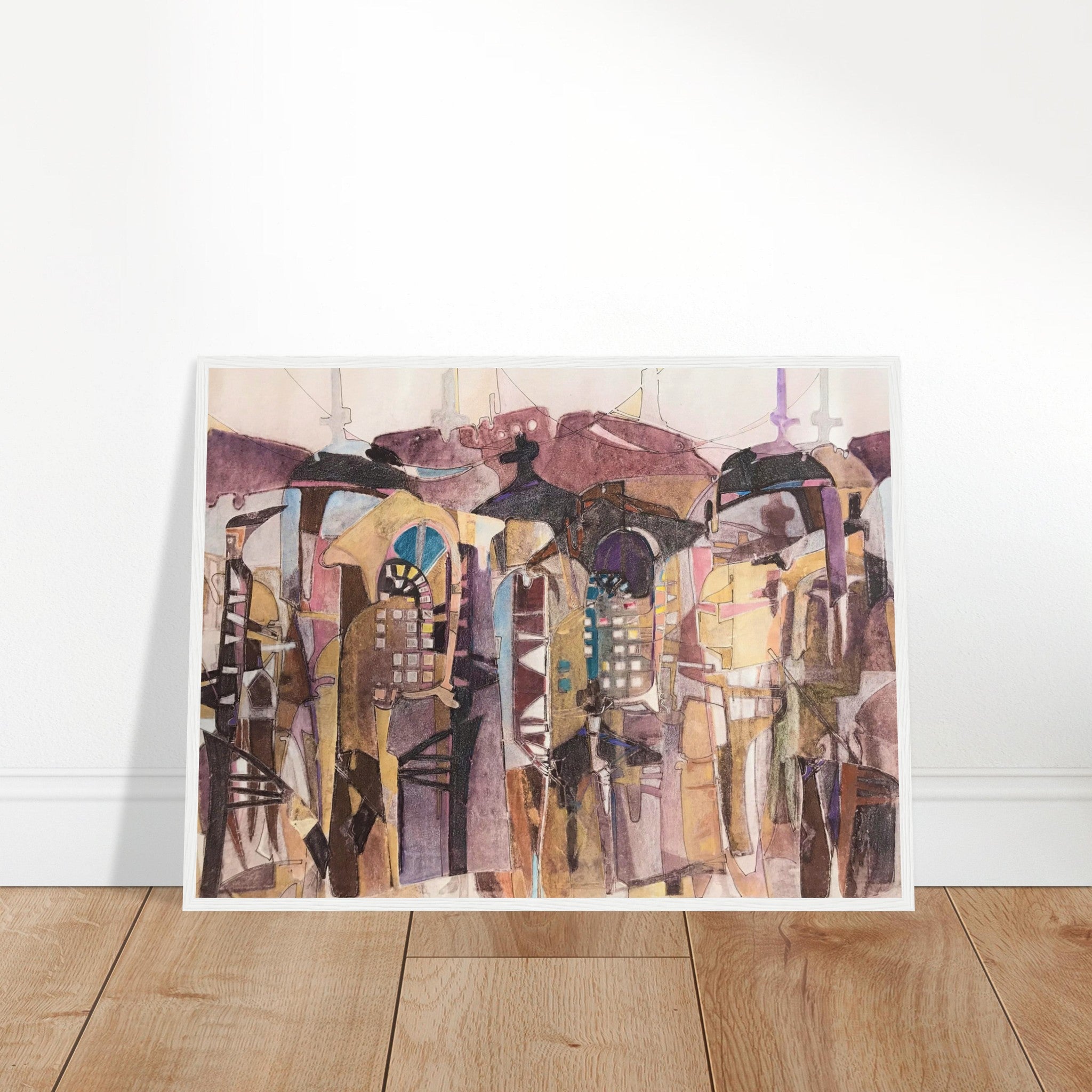 'San Francisco De Asis' Abstract I 24x32 inch Wooden Framed Art Print  I Original Artwork by American Artist Barbara Cleary - Rosetta Creative Boutique